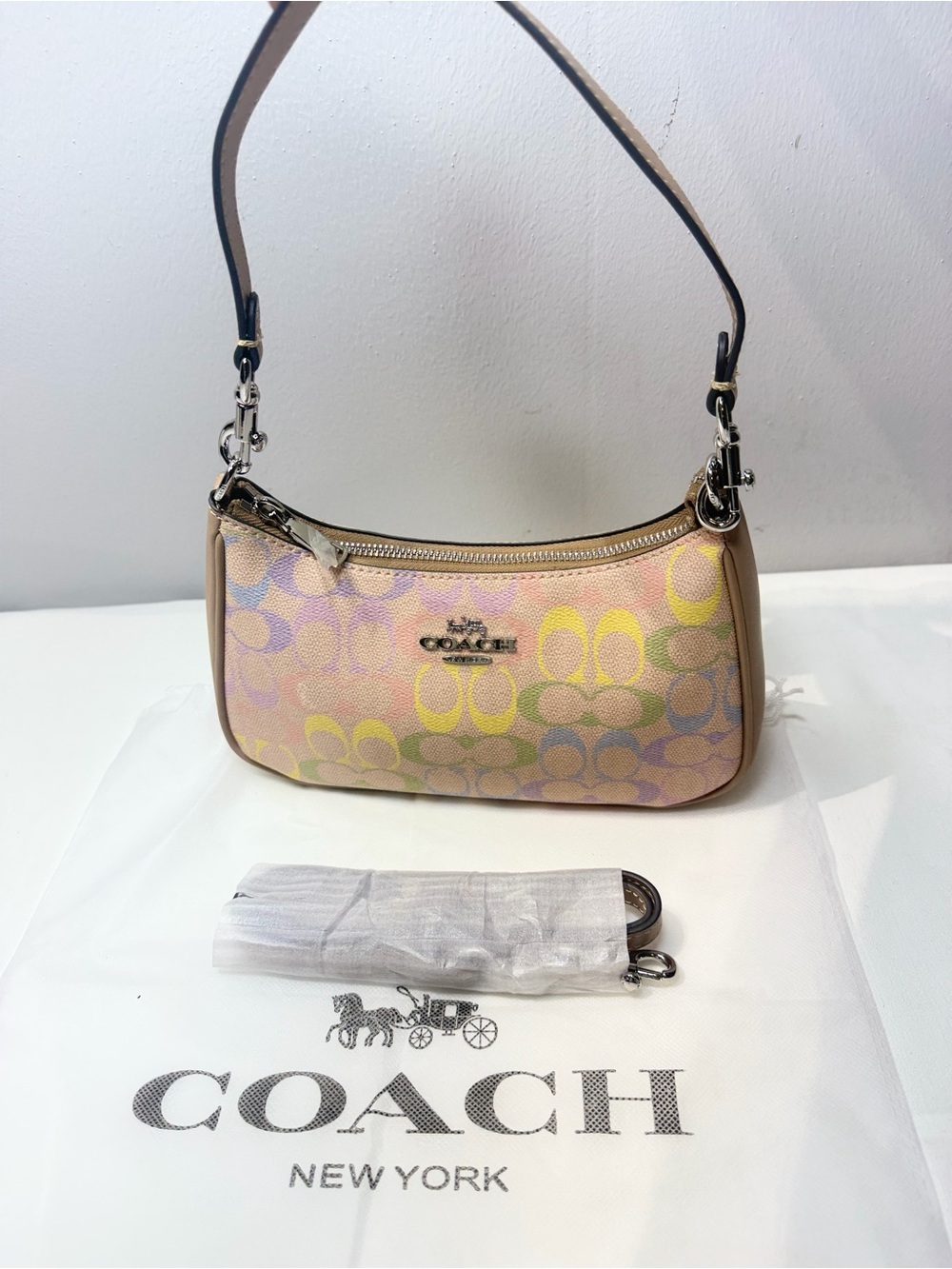 COACH Pastel Signature Mini Shoulder Bag - Pink, Yellow, Green, Blue